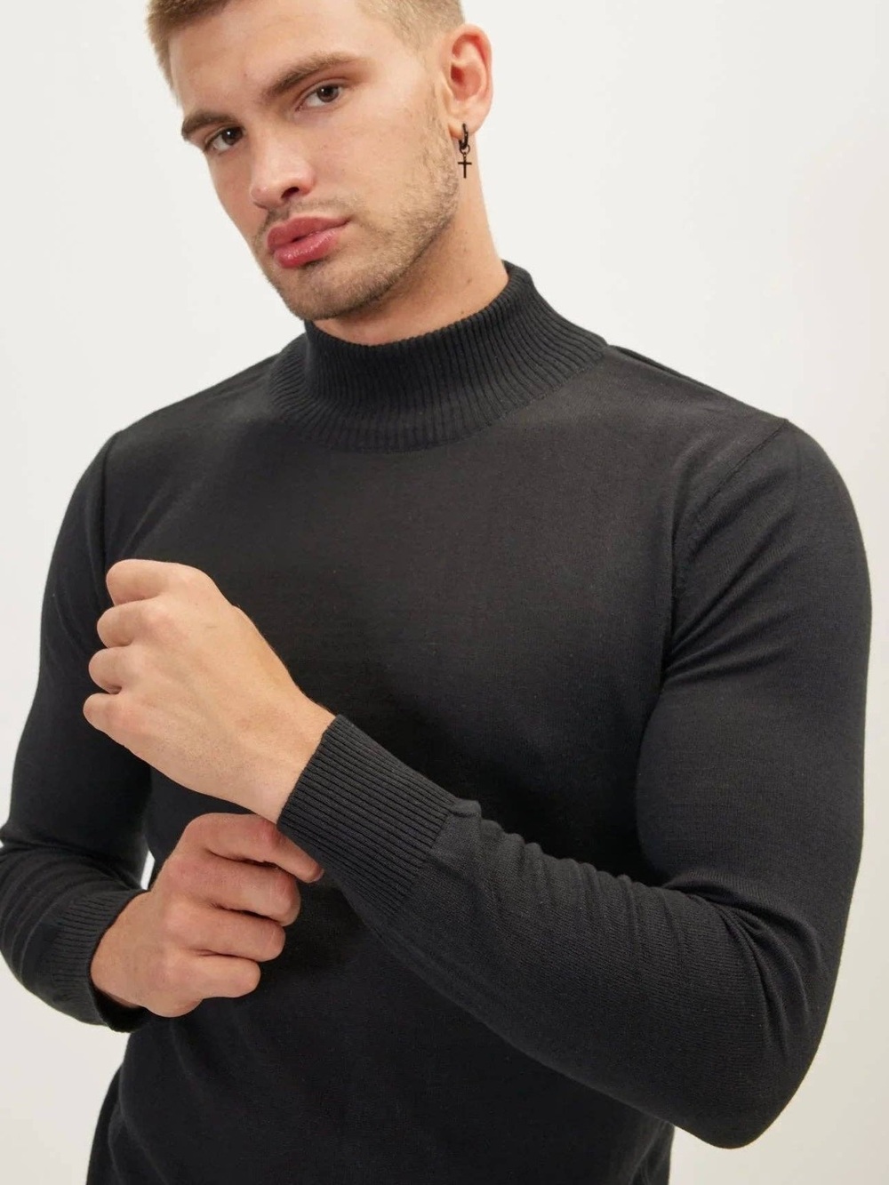 NWT Ron Tomson Men’s Black Mock Neck Cotton Blend Sweater Multiple Sizes